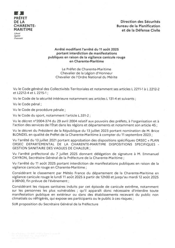 arrêté interdiction manifestations arrêté interdiction manifestations