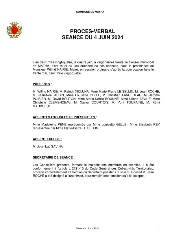 procès verbal 4 juin 2024