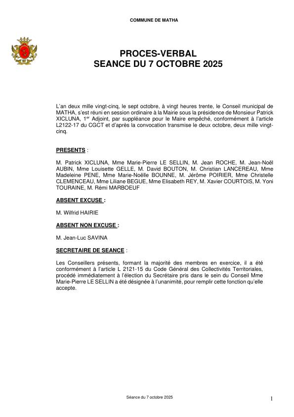 procès verbal 7 octobre 2025