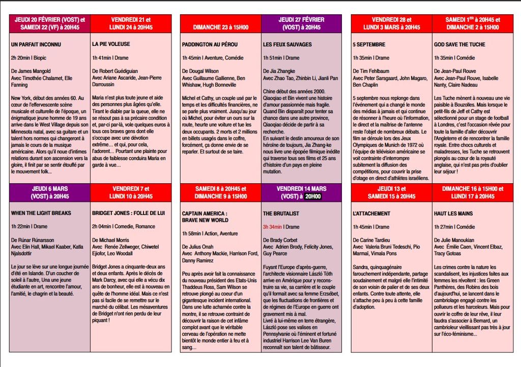détail programme cinéma