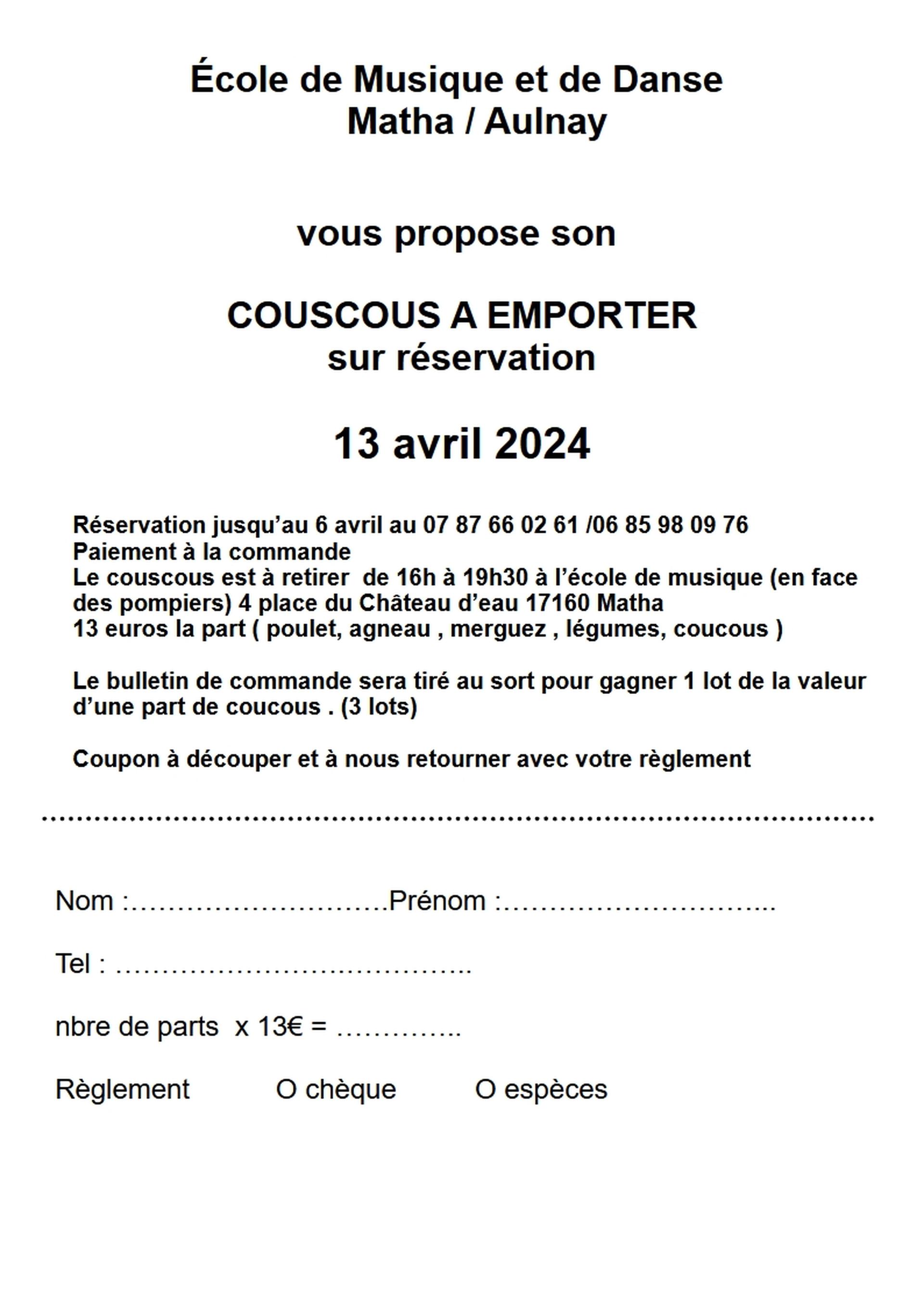 Couscous école de musique